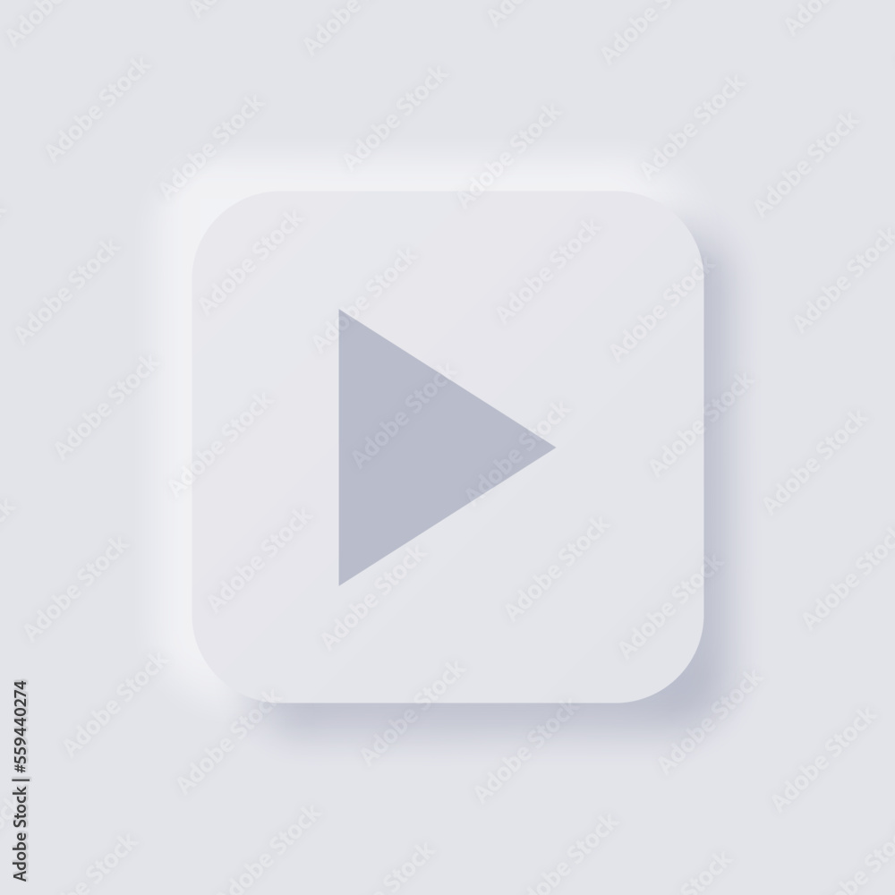 Play button icon, White Neumorphism soft UI Design for Web design, Application UI and more, Button, Vector. Play button icon, White Neumorphism soft UI Design for Web design, Application UI and more, Button, Vector.