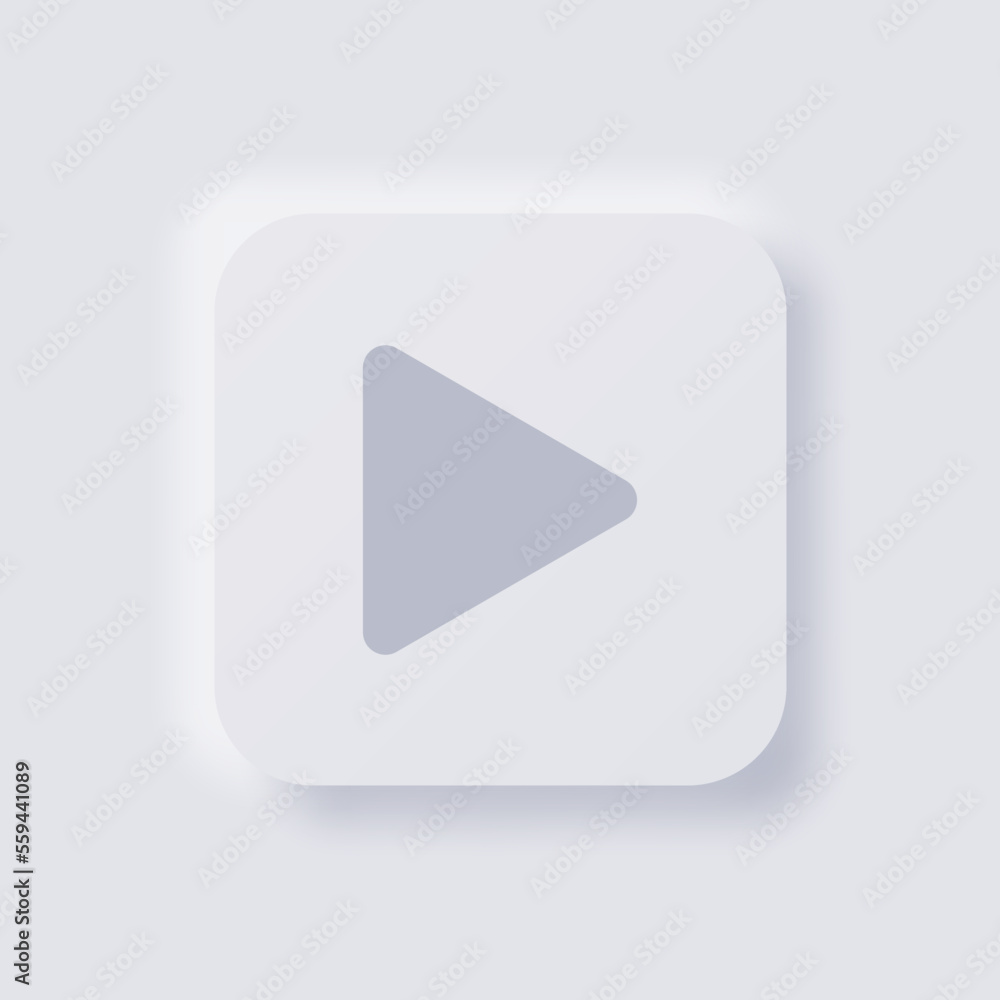 Play button icon, White Neumorphism soft UI Design for Web design, Application UI and more, Button, Vector. Play button icon, White Neumorphism soft UI Design for Web design, Application UI and more, Button, Vector.