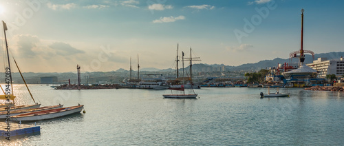 Central marina in Eilat - Israeli southernmost and famous tourist resort and ...