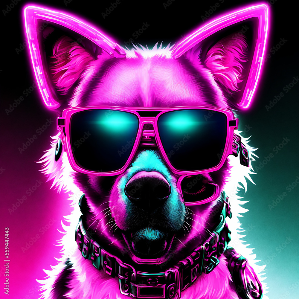 Cool,cyberpunk,dog,in,sunglasses,Generative,AI