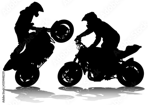 Sports bike and people on white background