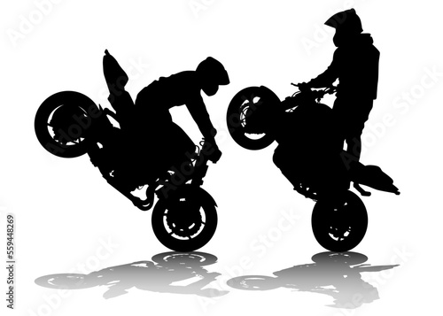 Sports bike and people on white background