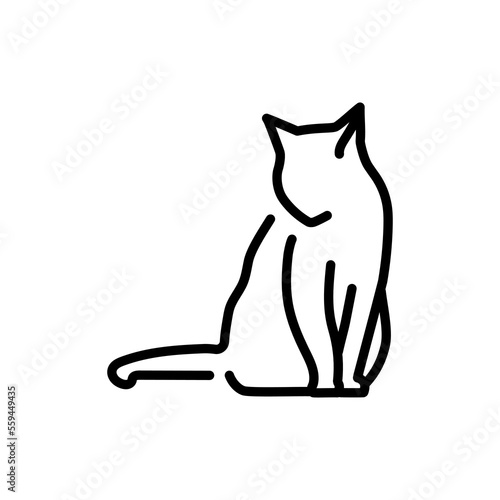 Cat enjoy rest color line icon. Pictogram for web page