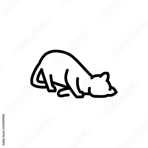 Happy cat caresses color line icon. Pictogram for web page