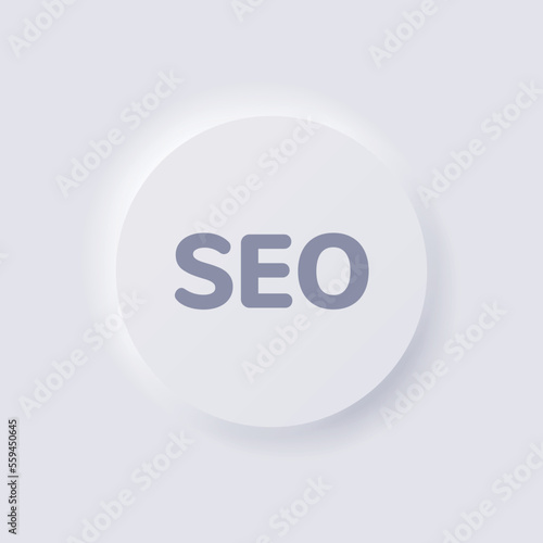 Search Engine Optimization icon, White Neumorphism soft UI Design for Web design, Application UI and more, Button, Vector.