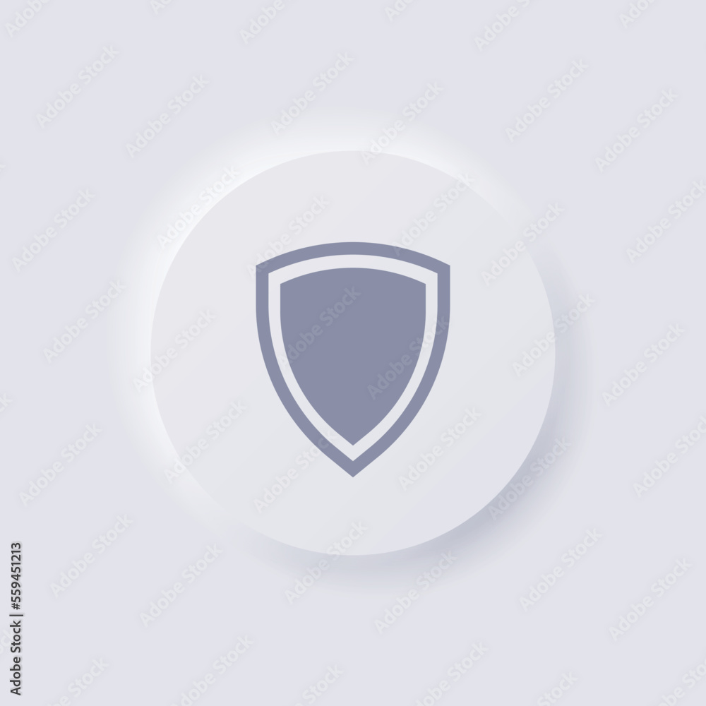 Shield icon, White Neumorphism soft UI Design for Web design, Application UI and more, Button, Vector. Shield icon, White Neumorphism soft UI Design for Web design, Application UI and more, Button, Vector.