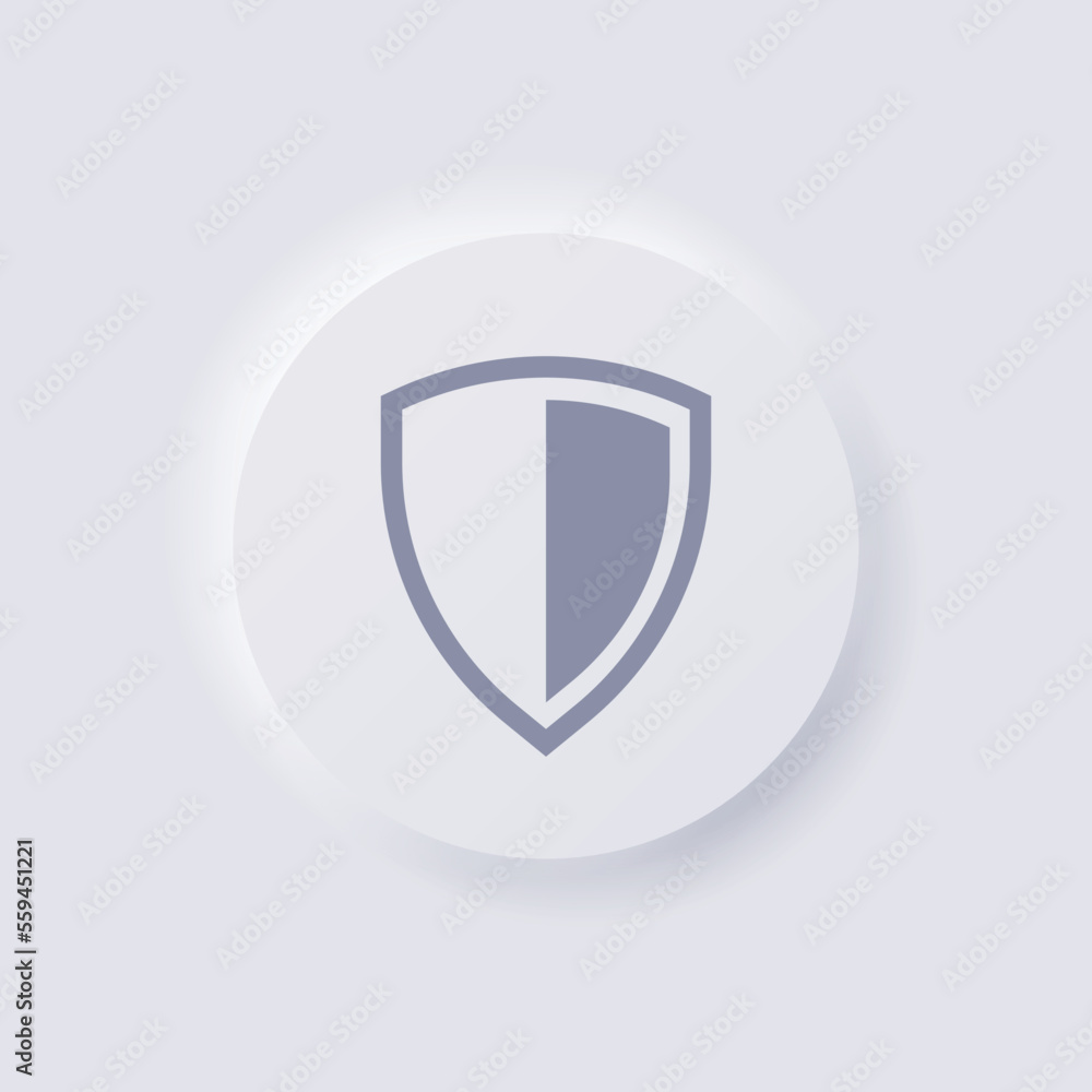Shield icon, White Neumorphism soft UI Design for Web design, Application UI and more, Button, Vector. Shield icon, White Neumorphism soft UI Design for Web design, Application UI and more, Button, Vector.