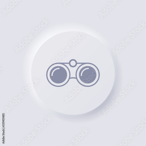 Binoculars icon, White Neumorphism soft UI Design for Web design, Application UI and more, Button, Vector.