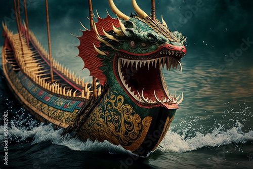 Dragon boat festival themed illustration - generative Ai