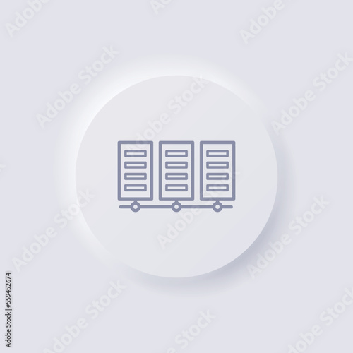 Server icon, White Neumorphism soft UI Design for Web design, Application UI and more, Button, Vector.