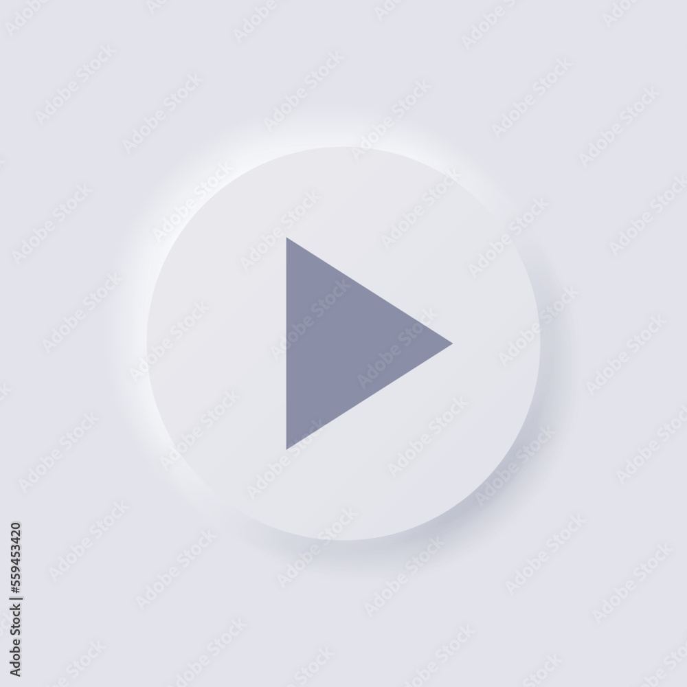 Play button icon, White Neumorphism soft UI Design for Web design, Application UI and more, Button, Vector. Play button icon, White Neumorphism soft UI Design for Web design, Application UI and more, Button, Vector.