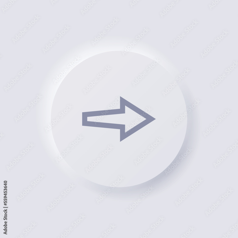Arrow icon, White Neumorphism soft UI Design for Web design, Application UI and more, Button, Vector. Arrow icon, White Neumorphism soft UI Design for Web design, Application UI and more, Button, Vector.