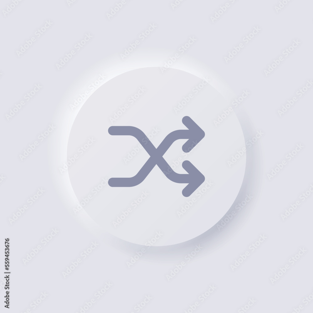 Shuffle button icon, White Neumorphism soft UI Design for Web design, Application UI and more, Button, Vector. Shuffle button icon, White Neumorphism soft UI Design for Web design, Application UI and more, Button, Vector.