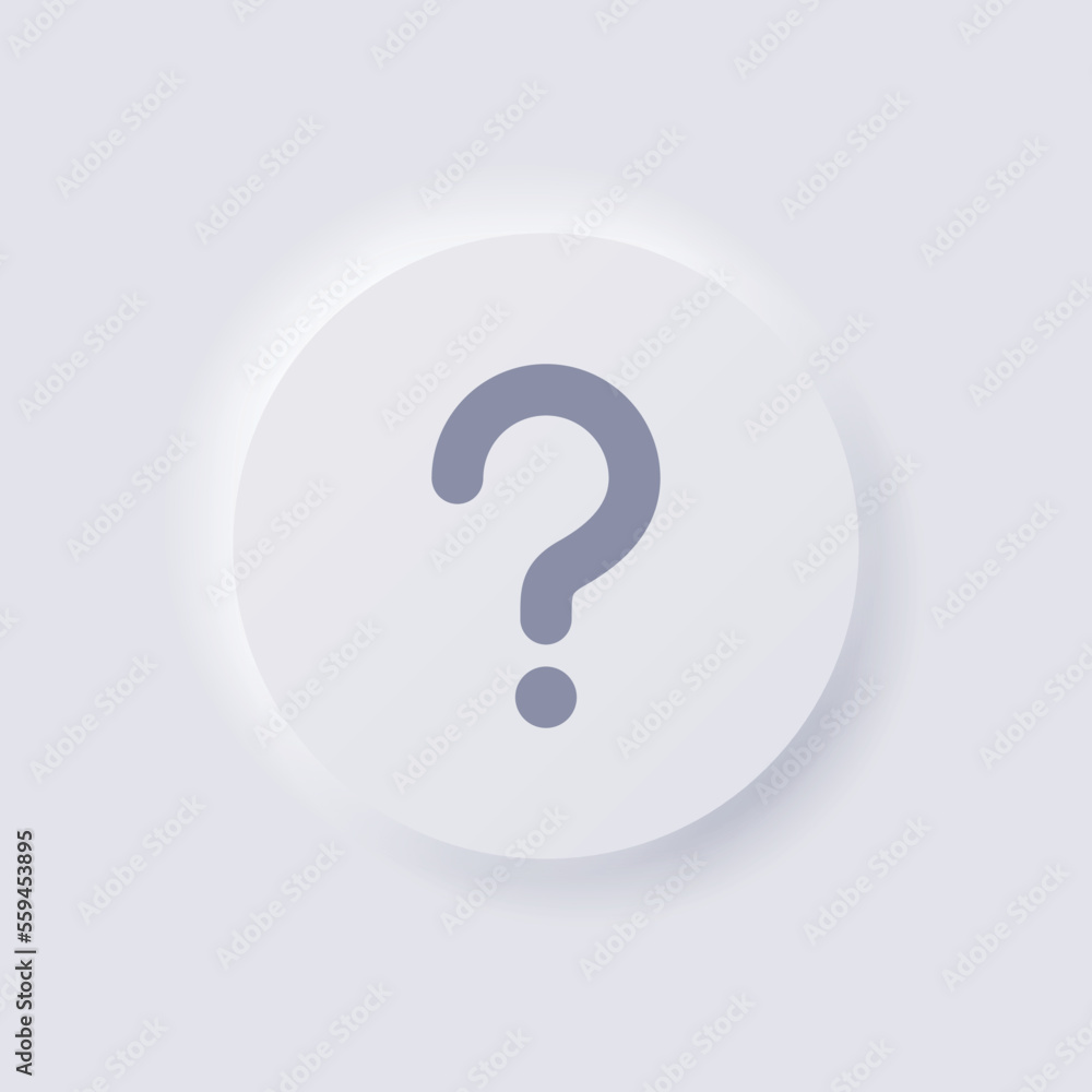 Question mark button icon, White Neumorphism soft UI Design for Web design, Application UI and more, Button, Vector. Question mark button icon, White Neumorphism soft UI Design for Web design, Application UI and more, Button, Vector.