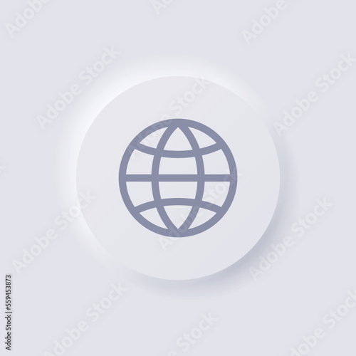 Globe icon  White Neumorphism soft UI Design for Web design  Application UI and more  Button  Vector.