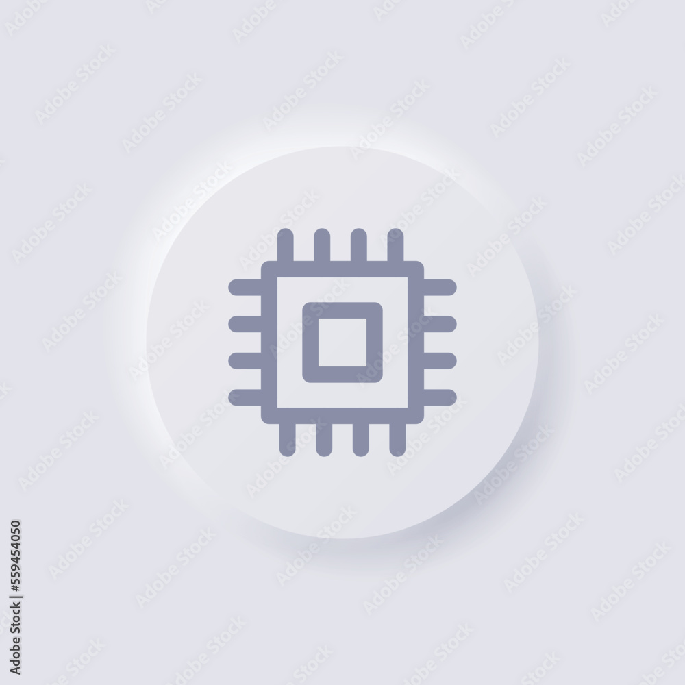 CPU icon, White Neumorphism soft UI Design for Web design, Application UI and more, Button, Vector. CPU icon, White Neumorphism soft UI Design for Web design, Application UI and more, Button, Vector.