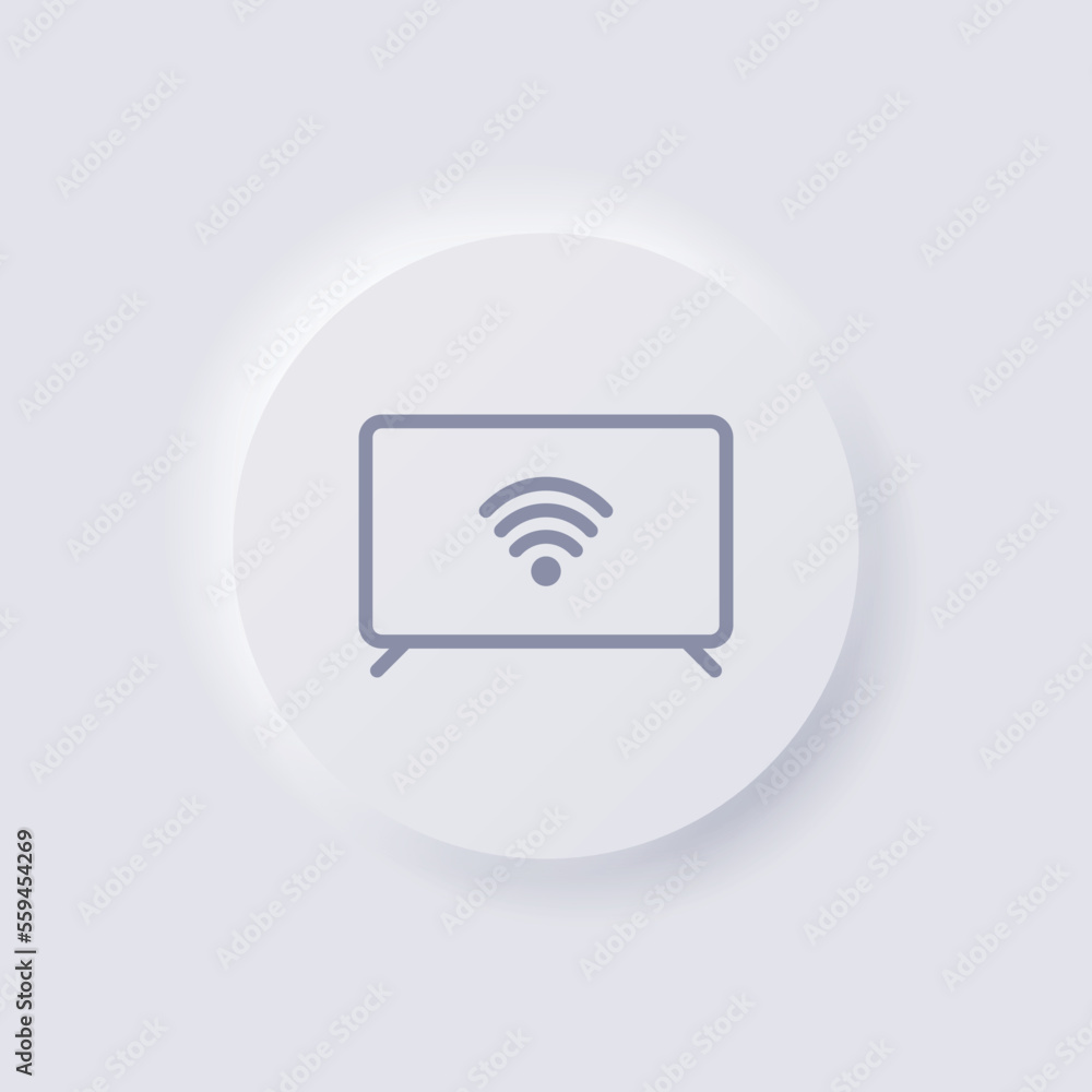 Smart tv Icon, White Neumorphism soft UI Design for Web design, Application UI and more, Button, Vector. Smart tv Icon, White Neumorphism soft UI Design for Web design, Application UI and more, Button, Vector.