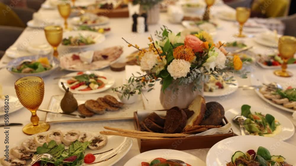 food and drinks on a festive table in a restaurant on a wedding birthday food and drinks on a festive table in a restaurant on a wedding birthday