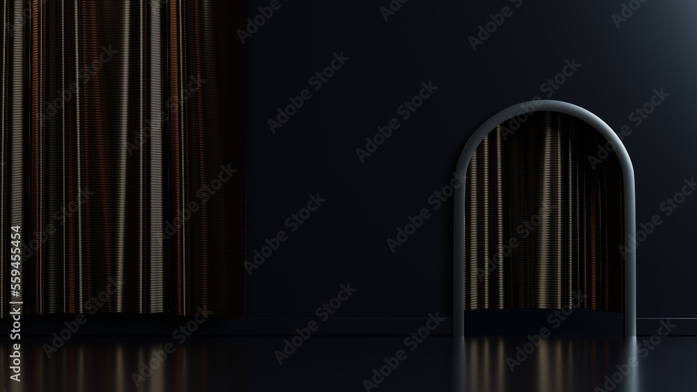 Fototapeta premium 3d rendering minimalist background with luxury curtain for presentation platform