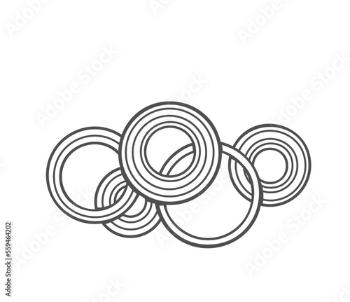 Onion rings line icon vector illustration. Hand drawn outline chopped and sliced vegetable to fry and cook food, organic onion cut into circle pieces for healthy meal of natural restaurant menu