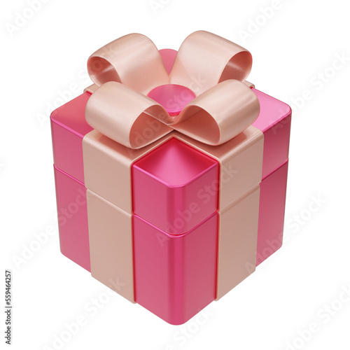 Magenta Pink Gift Box 3D Render Illustration