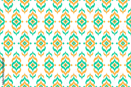 Fabric ikat pattern art. Geometric ethnic seamless pattern traditional. American, Mexican style. Design for background, wallpaper, illustration, fabric, clothing, carpet, textile, batik, embroidery.