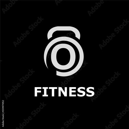 Modern Monogram Fitness Gym Logo Idea Template with Kettlebell and Initial O Letter