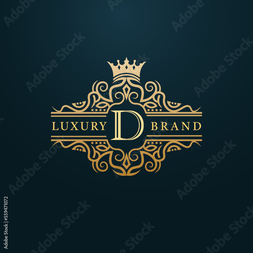 Luxury Gold D Letter Logo. Luxury Logo Initial Letter D Design