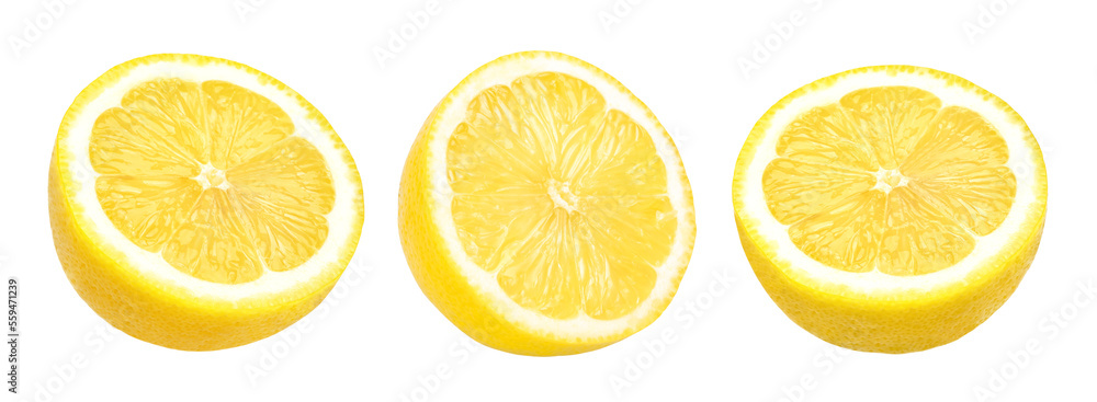half lemon and slices isolated, Fresh and Juicy Lemon, transparent png, cut out