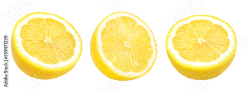 half lemon and slices isolated, Fresh and Juicy Lemon, transparent png, cut out