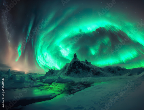Northern lights over the lake © digitizesc