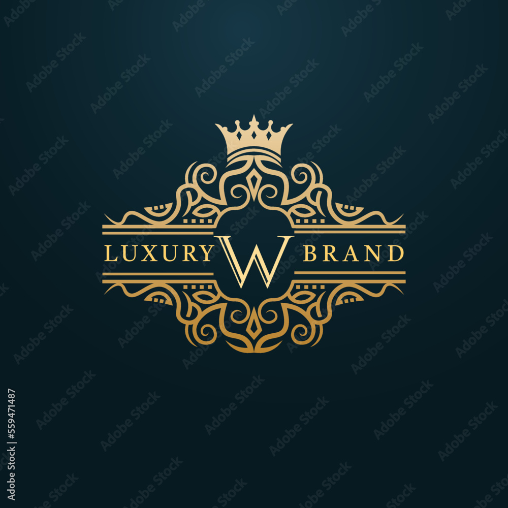 Luxury Gold W Letter Logo. Luxury Logo Initial Letter W Design