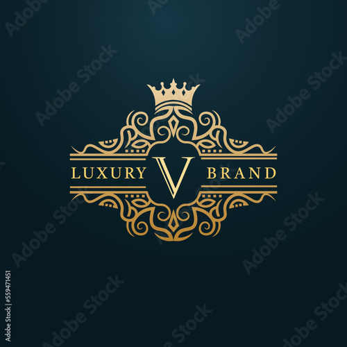 Luxury Gold V Letter Logo. Luxury Logo Initial Letter V Design
