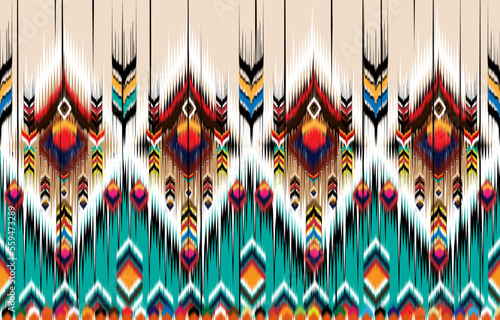 Ikat ethnic vector abstract beautiful art. Ikat seamless pattern in tribal, 
folk embroidery, Mexican style. Aztec geometric art ornament print. 
Design for carpet, wallpaper, clothing, wrapping,fabri
