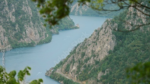 Fényképezés Spectacular panorama over Danube defile (Cazanele Dunarii) in Romania