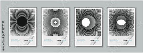 Magnetic wave field physics conceptual graphic design for the science book cover, Exclusive modern abstract design template. Minimal brochure layout. black and white abstract lines texture the Captiva