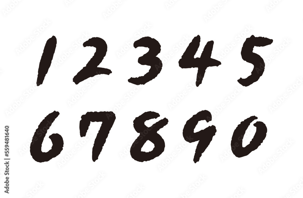 ざらついた手書きの数字 インク 装飾セット フォント ざらついた手書きの数字 インク 装飾セット フォント