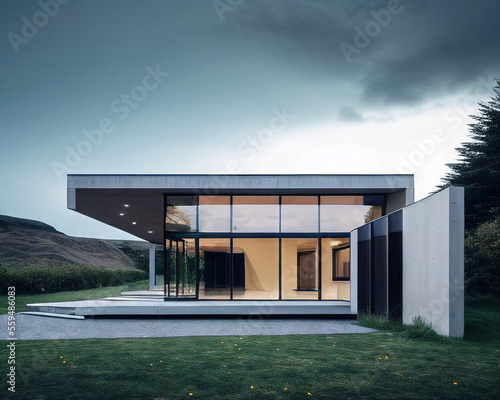 3d render styled conceptional sketch of a modern minimalist cozy house © 3Dtask.de