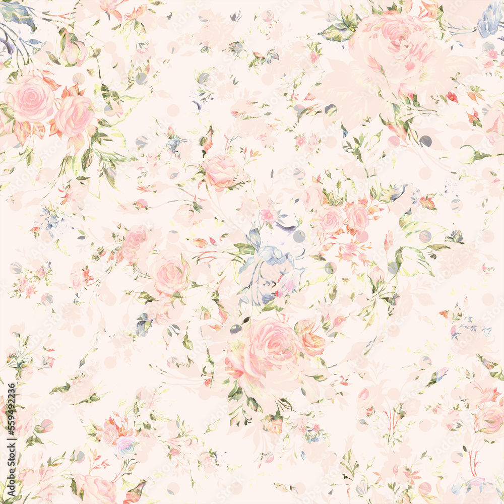 Lovely seamless spring roses pattern