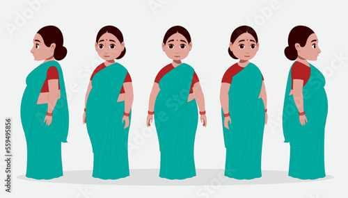 
Indian woman with saree character set