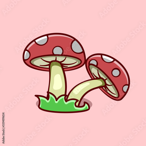 mushroom cute illustration concept in cartoon style