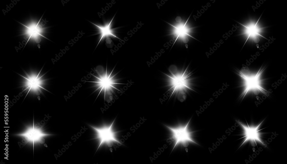 Lens flares set light ray sparkle glare Lens flares set light ray sparkle glare