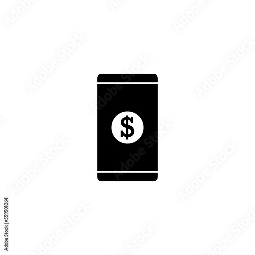 Mobile phone icon illustration with dollar.