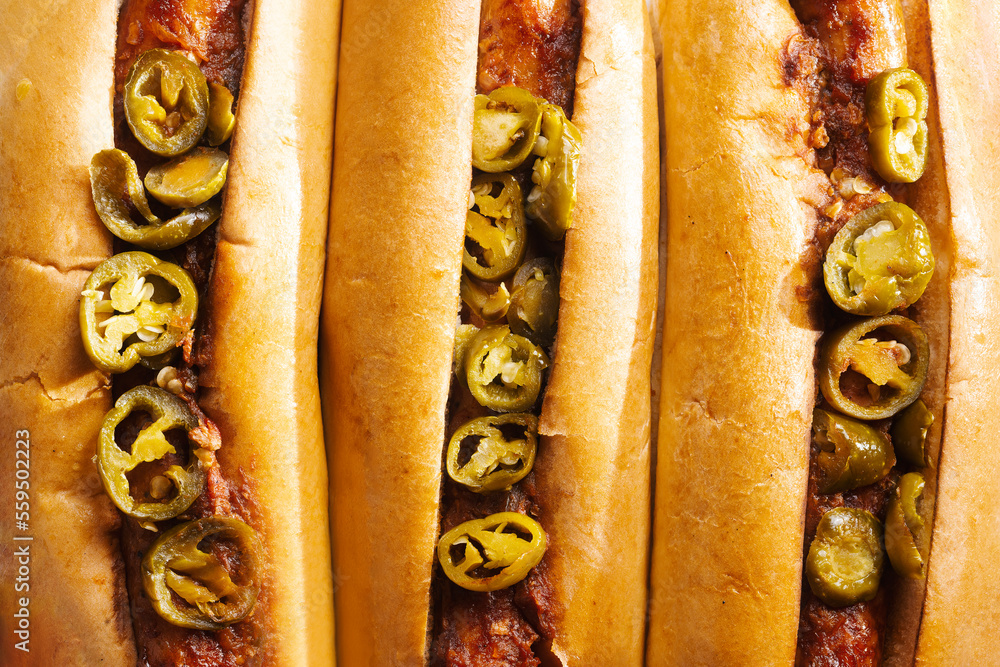 rustic american spicy chili hotdog