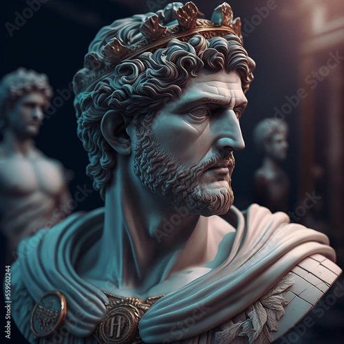 Leinwand Poster Hadrian Roman Emperor. Created with Generative AI technology.