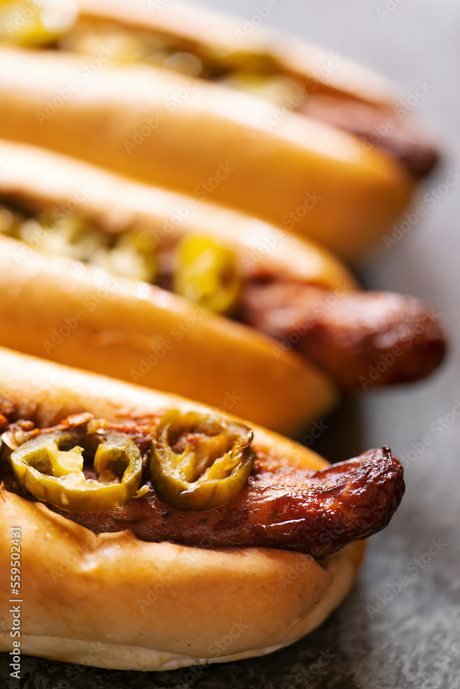 rustic american spicy chili hotdog