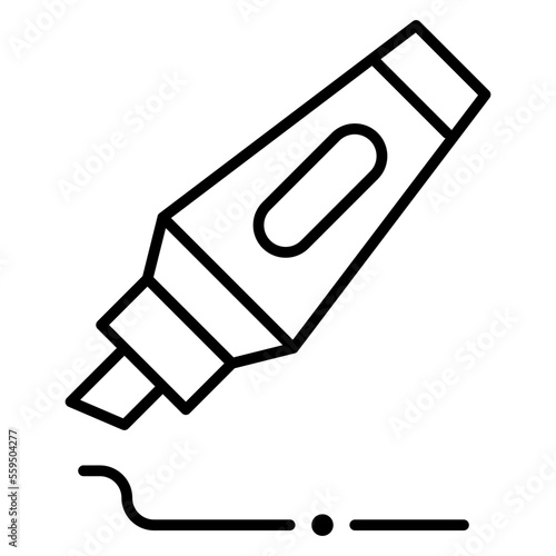 Highlighter Isolated Silhouette Solid Line Icon with highlighter, drawing, marker, tool Infographic Simple Vector Illustration