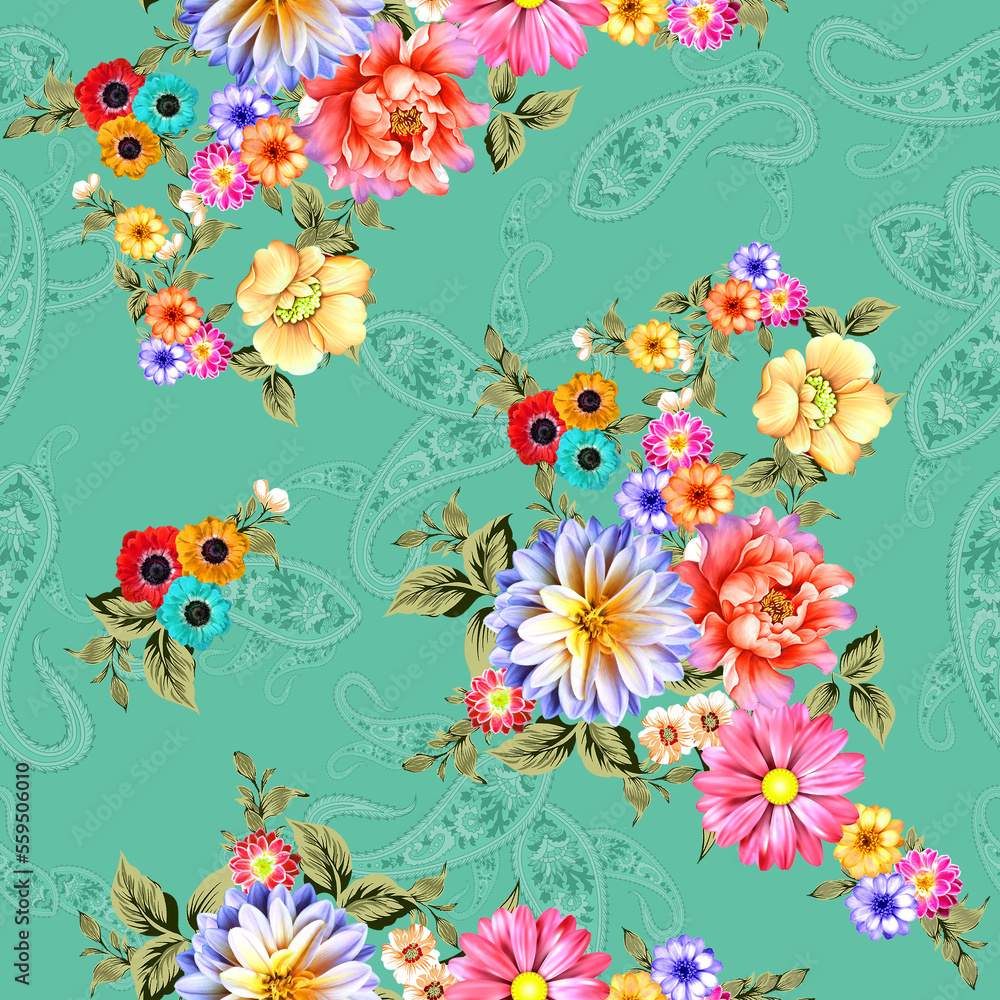 New Beautiful Digital Print Seamless Pattern Allover Design For Textile Design Printing