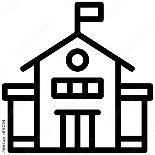 School-Building Isolated Silhouette Solid Line Icon with school-building, building, college, school, university Infographic Simple Vector Illustration