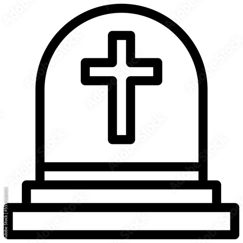 Tombstone Isolated Silhouette Solid Line Icon with tombstone, grave, halloween, horror, scare Infographic Simple Vector Illustration